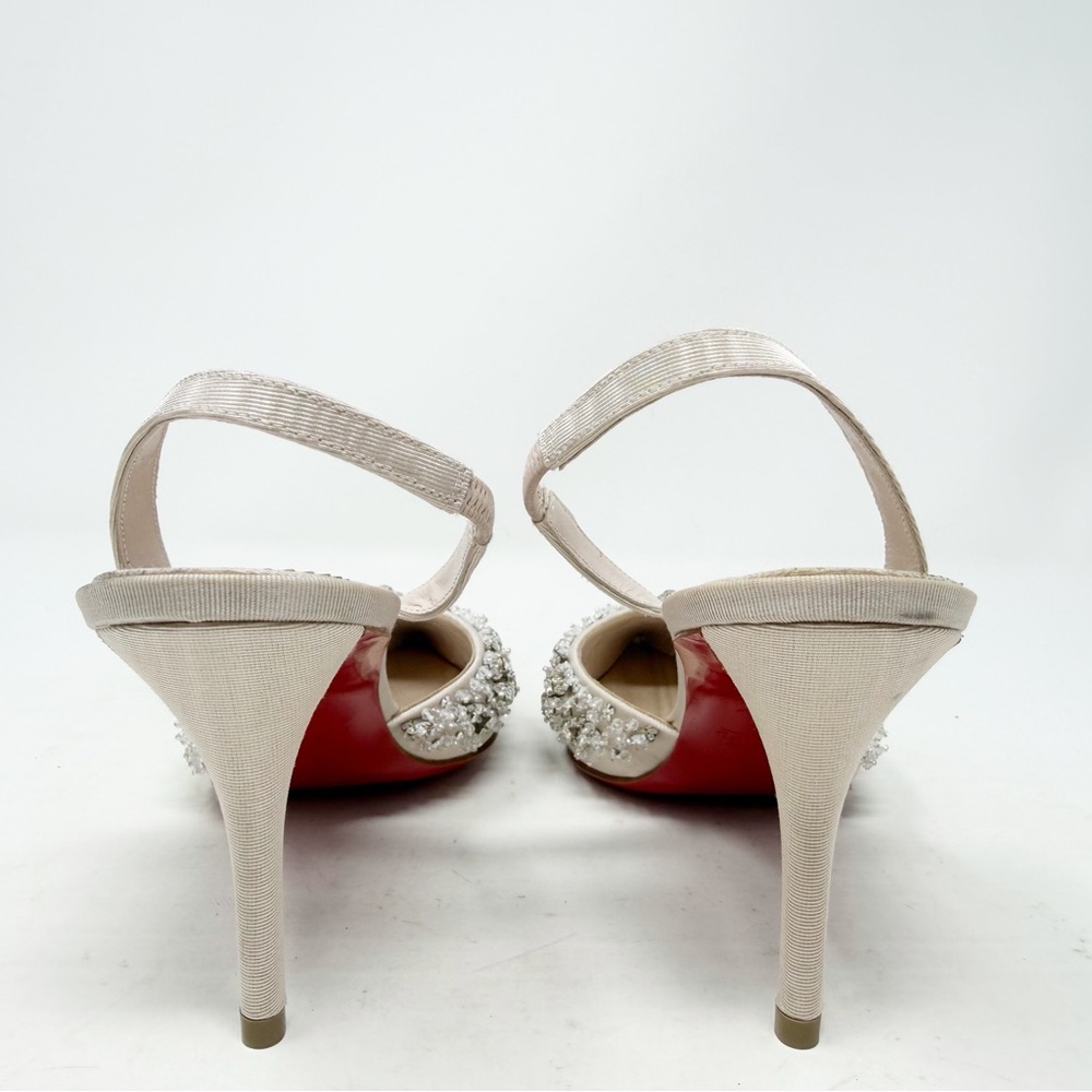 Christian Louboutin Queenissima Sling Crystal Slingback Heels Size 37 - Picture 7 of 14